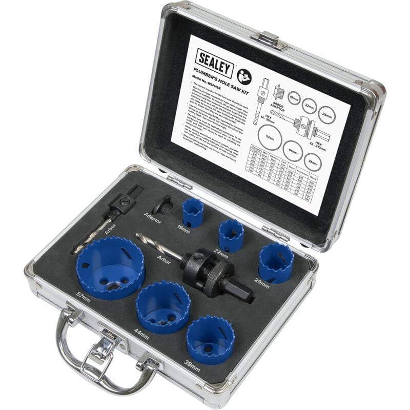Sealey - wsphsk Plumber's Hole Saw Kit 9pc