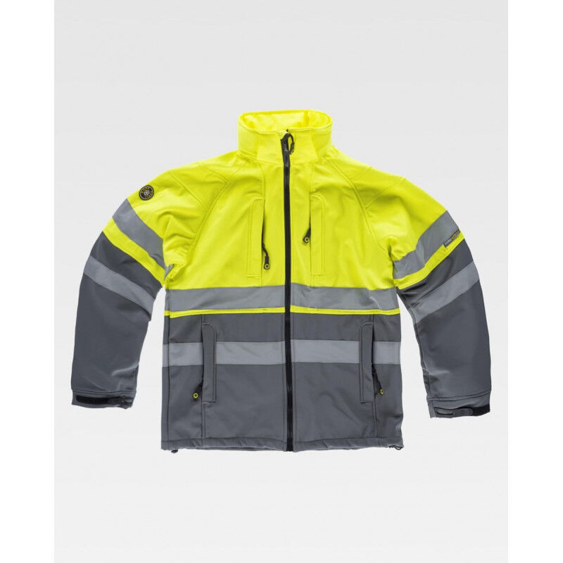 

Chaqueta Workshell con dos cintas reflectantes en pecho y mangas WORKTEAM S9525 | 3XL - Gris+Amarillo A.V.