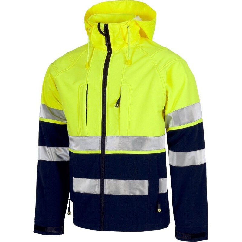 

Chaqueta Workshell con dos cintas reflectantes en pecho y mangas WORKTEAM S9525 | XXL - Marino+Amarillo A.V.