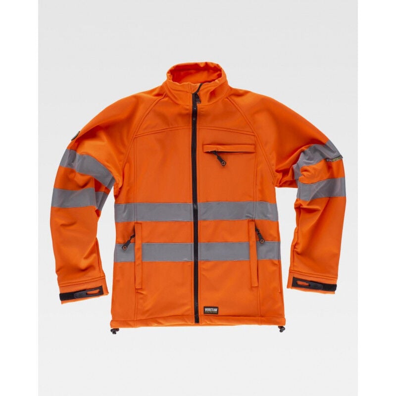 

Workteam - Chaqueta Workshell de alta visibilidad con reflectantes en pecho y mangas S9535 | 3XL - Naranja A.V.