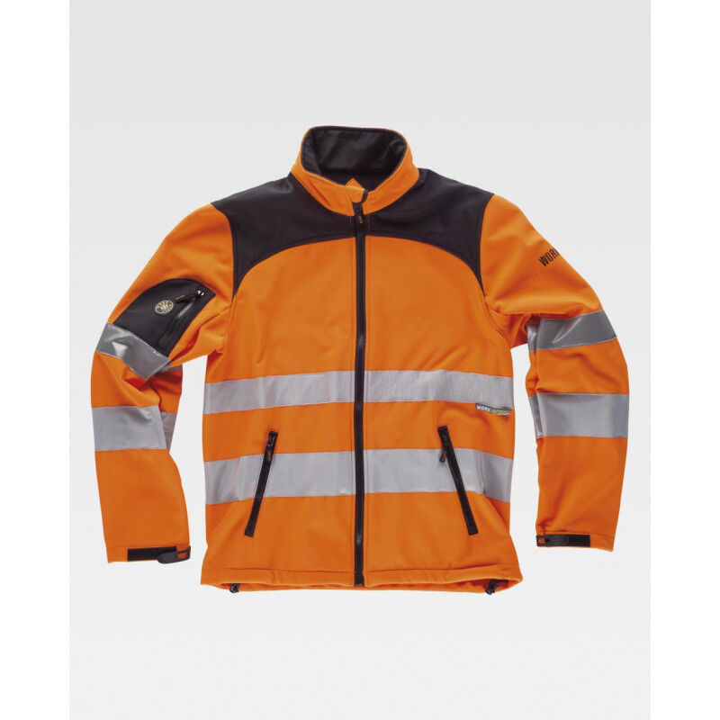 

Chaqueta Workshell con tejido Ripstop con cintas reflectantes WORKTEAM C2930 | M - Naranja A.V.+ Negro