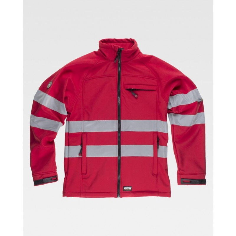 

Chaqueta técnica SOFTSHELL Workshell con cintas reflectantes WORKTEAM S9035 Combi | Rojo - 3XL