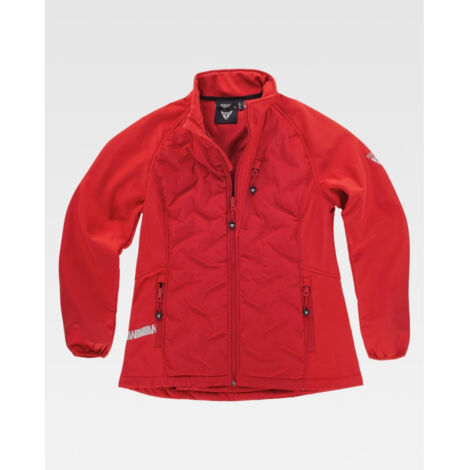 Workshell de mujer combinada con tejido acolchado sellado y con detalles reflectantes S7815