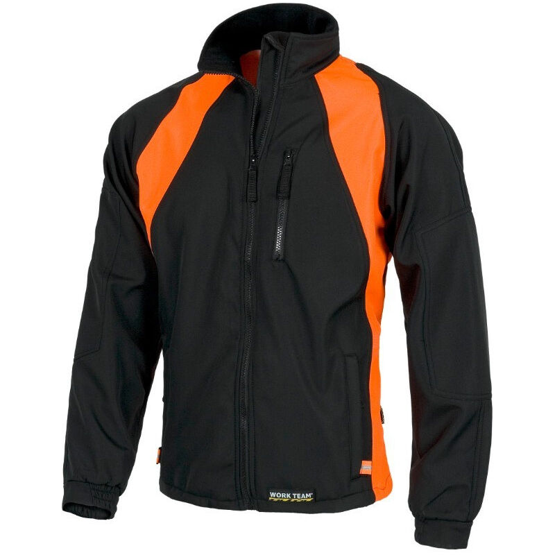 

Chaqueta Workshell combinada con refuerzo en codos WORKTEAM Future WF1640 | XL - Negro+Naranja A.V.