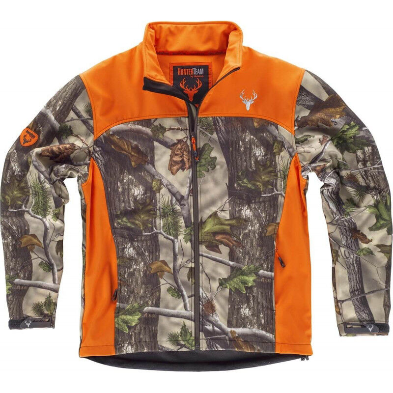 

Chaqueta Workshell con motivos vegetales con bolsillos interiores S8665 | 3XL - Camuflaje bosque verde / Naranja - Workteam