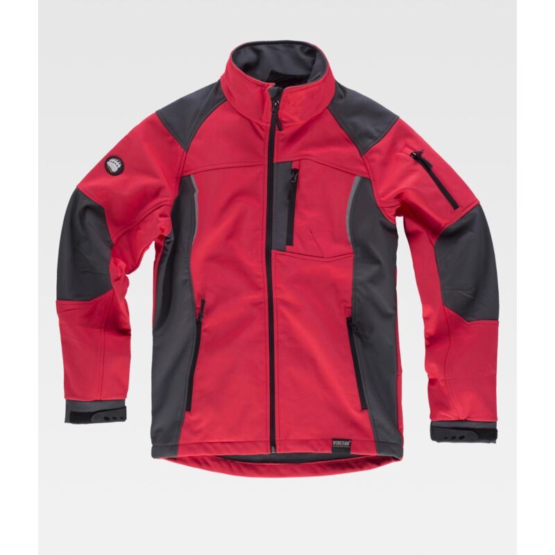 

Workteam - Chaqueta Workshell combinada de manga ranglán y alta capacidad térmica S9495 | XL - Rojo A.V.+Gris