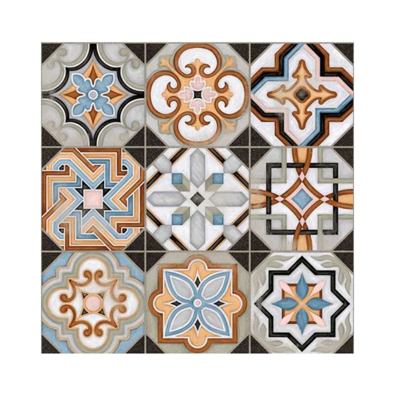 World parks central Carrelage avec petits motifs en mosaïques colorés - Blanc, Noir, Gris, Beige, Marron, Orange, Jaune, Bleu, bleu claire