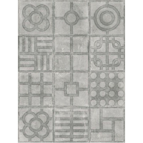 WORLD STREETS PAULISTA CEMENTO 20 x 20 cm - Carrelage patchwork aspect carreaux de ciment - Gris, Gris Perle