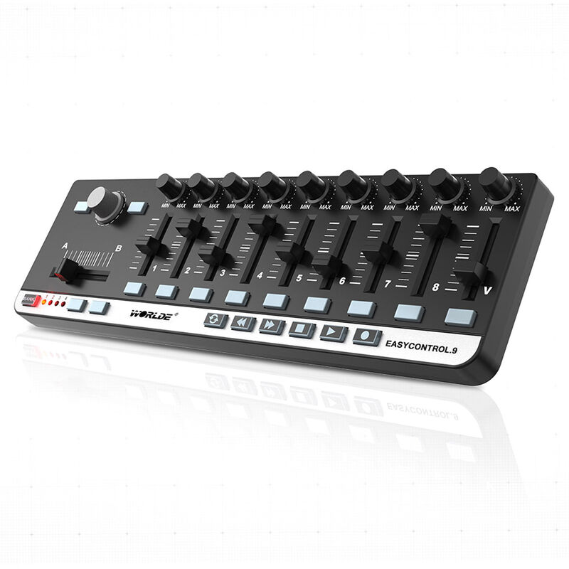 

Worlde EasyControl.9 Portable Mini USB 9 Controlador MIDI de control de linea delgada