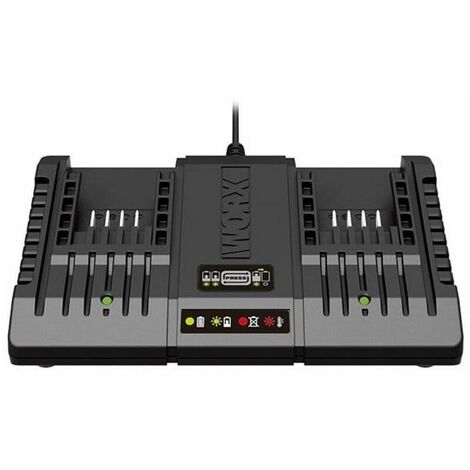 Worx – Chargeur pour électroportatif 20V A3869 – Charge 2 batteries simultanément – Technologie lithium-ion sans effet mémoire - WA3869