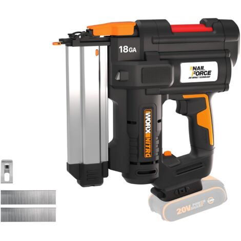 WORX Chiodatrice a batteria 20 V - 18 GA PowerShare  WX842.9  Chiodi da 1,2 mm e fino a 50 mm di lunghezza