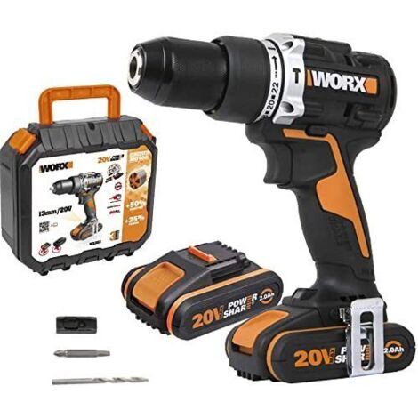 WORX - Perceuse à percussion sans fil 20V - Brushless - WX352 - 60 NM -⌀ 13 mm (2 vi...