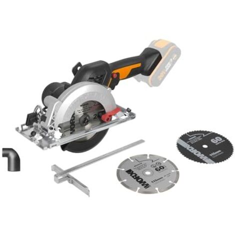 WORX Scie circulaire sans balais WORXsaw XL 20V  PowerShare  WX531.9  Batterie et chargeur non inclus  Moteur sans balais  Corps mince  Installation rapide  Réglage rapide  Profondeur 120mm  120mm