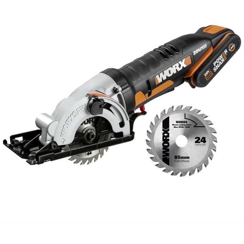 Scie circulaire compacte avec batterie 20V/2Ah Worx Wx527
