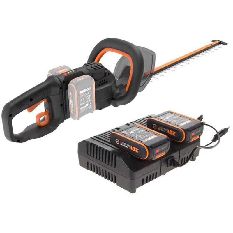 Worx - Taille-Haies Électrique sans Fil 40V - Lame de 60 cm - Ø27 mm - Lames à Double Action - Léger et Ergonomique - Idéal pour Les Haies