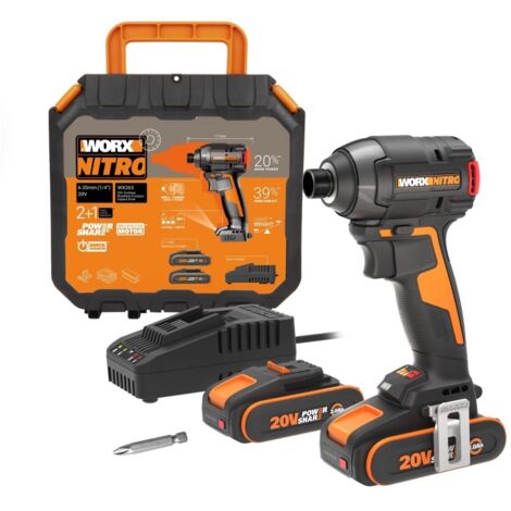 WORX Visseuse à chocs sans fil 20 V WORX Wx265, 200 Nm + 2 batteries 2Ah