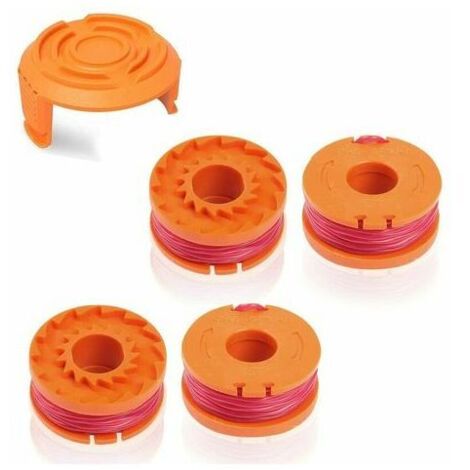 Worx Wa0004.1 Bobine De Fil De Rechange Longue Durée Pour Tondeuse À Gazon Worx 20 V Ø 1,65 Mm/3 M Compatible Avec Wg150, Wg151.5,Wg160,Wg163E.2,Wg163E.1,Wg174,Wg180 (4 Bobines + 1 Capuchons)