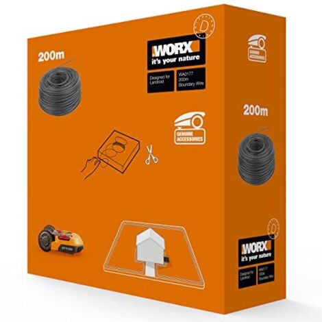 WORX WA0177 Filo perimetrale, lunghezza 200 mt. per Robot rasaerba Landroid,colore nero