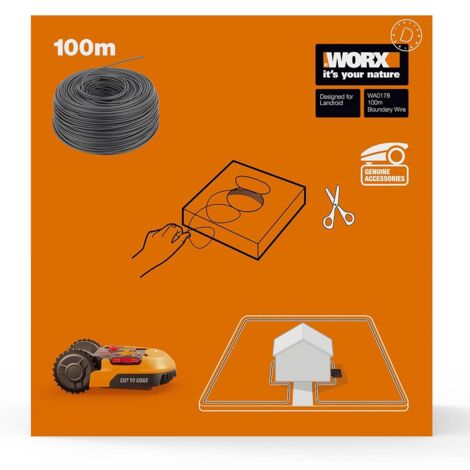WORX WA0178 Filo perimetrale, lunghezza 100 mt. per Robot rasaerba Landroid,colore nero