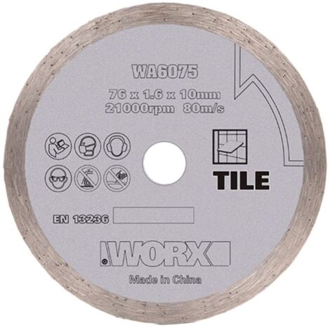 WORX WA6075  Disco de diamante para mini amoladora WX801 (76 mm)  21.000 r.p.m  Banda continua  Ideal para azulejo