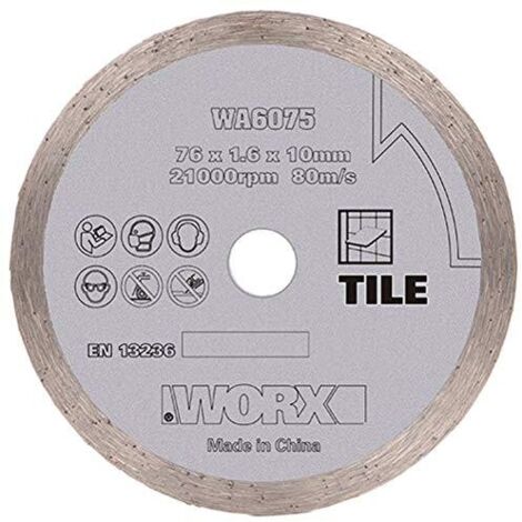 WORX WA6075  Disco diamantato per mini smerigliatrice WX801 (76 mm)  21.000 giri/minuto  nastro continuo  Ideale per piastrelle
