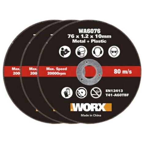 WORX WA6076.3  3 pz.  Lame da taglio in metallo per taglierina WX801 (76 mm)  76x1,2x10mm  Per metallo e plastica