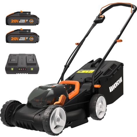 Worx WG779E.1 Tosaerba a Batteria 40V Rasaerba Elettrico da Giardino, Diametro Taglio 34 cm