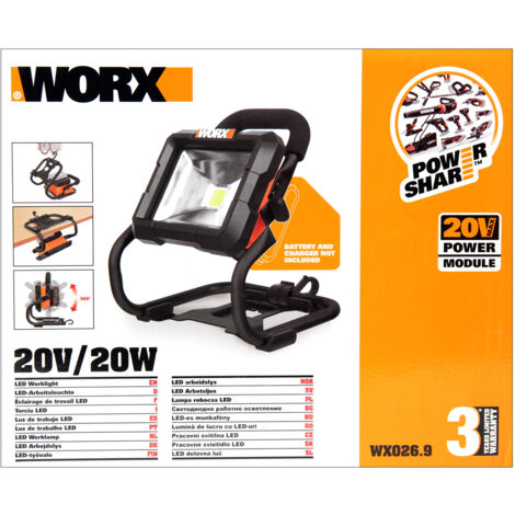 WORX WX026.9 Akku-Baustrahler 20V schwenkbar Solo LED Lampe"-"178470391