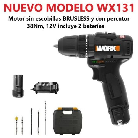 WORX WX128.3 Taladro Atornillador 12V 2Ah 2bat, 12 W, 12 V