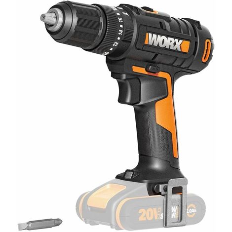WORX WX370.9 - Trapano avvitatore a percussione a batteria 20 V, 50 Nm, 2 marce e luce LED