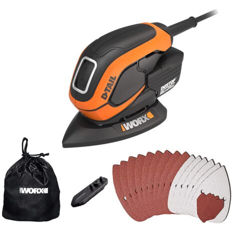 WORX WX648 Smerigliatrice 65W 230V - Smerigliatrice manuale ergonomica per levigatura anche in luoghi difficili da raggiungere - Microfiltro DUSTSTOP per lavori puliti