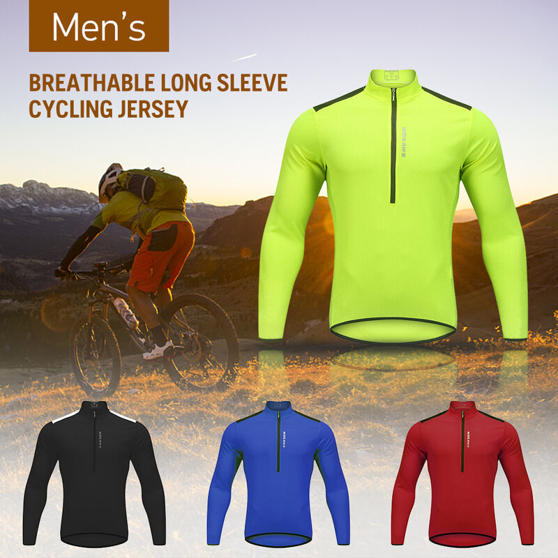 

Wosawe Jersey de Ciclismo para Hombre Primavera Otono Half-zip MTB Bike Riding Camisa de manga larga Ropa,Verde, XXXL