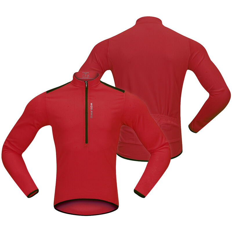 

Wosawe Jersey de Ciclismo para Hombre Primavera Otono Half-zip MTB Bike Riding Camisa de manga larga Ropa,Rojo, XXL