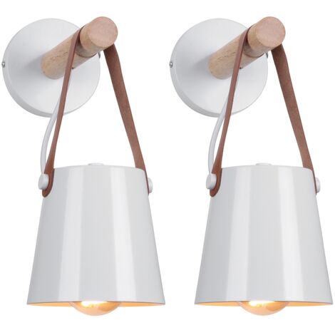 Wottes – Applique murale LED E27 en bois et fer – Design nordique – Anti-corrosion – 2 pièces pour chambre, salon, café