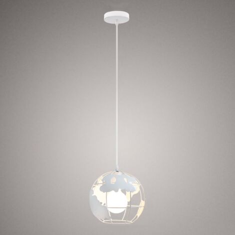 Wottes – Lampe suspension métal E27 Ø20cm – Finition antirouille – Longueur réglable jusqu'à 100cm – Pour salon, chambre, couloir