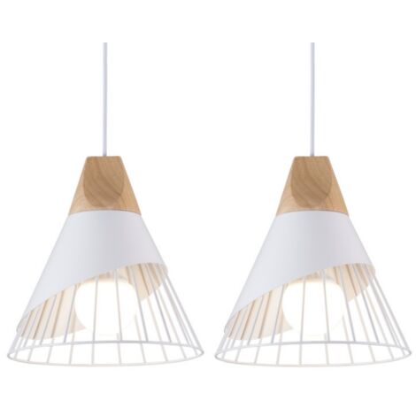 Wottes – Lot de 2 lustres suspendus nordiques en métal galvanisé E27 – Design badminton – 25x30 cm – Pour salons, chambres et cuisines