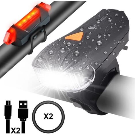 Wotumeo® Lampe Vélo LED Lumières Vélo Eclairage Phare Avant et Arrière Rechargeable USB LED Phare VTT Lampe