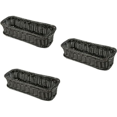 Woven cutlery basket in imitation rattan, utensil organizer with drainage for kitchen drawer