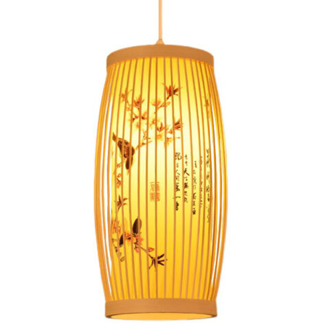 Woven Pendant Light Chinese Japanese Style Retro Rattan Lampshade Pendant Chandelier For Home Restaurant