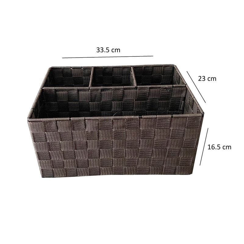 Woven Storage Box Basket Bin Container Tote Organiser Divider For Home Office[Brown,33.5 x 23 x 16.5 cm]