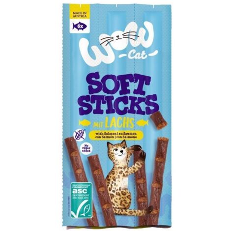 Wow Cat  Barritas blandas  Golosinas blandas para gatos 6 x 5 g - Salmón 6 x 5 g
