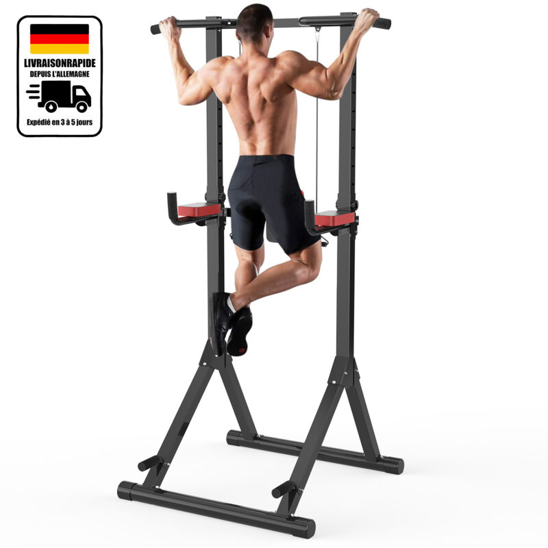 Wowttrelax-Chaise Romaine Musculation Ajustable, Barre de Traction exterieur sur Pied 99 x 112 x 145-240 cm, Capacité 150KG