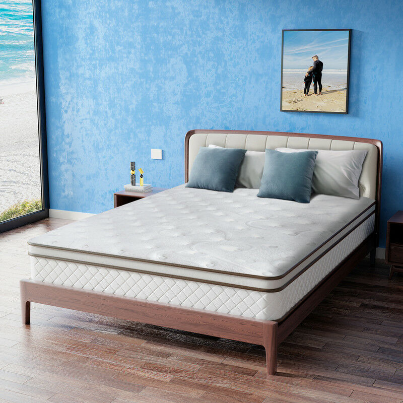 Matelas 90 x 190 Hauteur 24cm, Hybride Matelas à Ressorts Ensachés et Mousse de Gel à Mémoire de Forme, Matelas Réversible à Deux Faces Entièrement