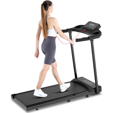 Wowttrelax – Tapis de course pliable – Vitesse 1-12 km/h – 12 programmes – Capteur d'impulsion – Bluetooth – Écran LED – Absorption des chocs