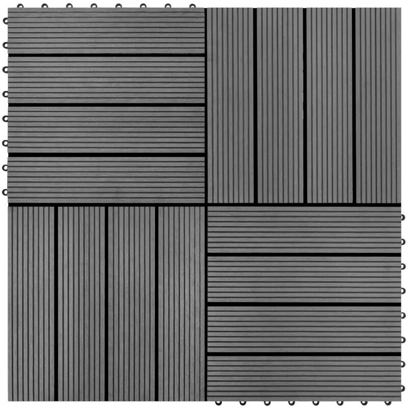 

vidaXL Baldosas de WPC 11 Unidade 30x30 cms 1 m² Gris - Gris