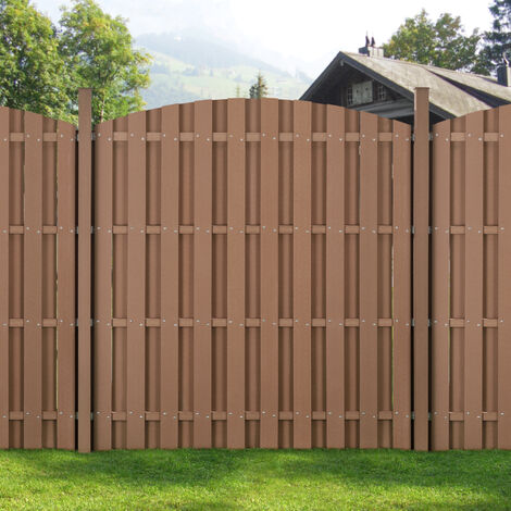 WPC Gartenzaun mit Rundbogen (165-185)x376 cm Braun [neu.holz]