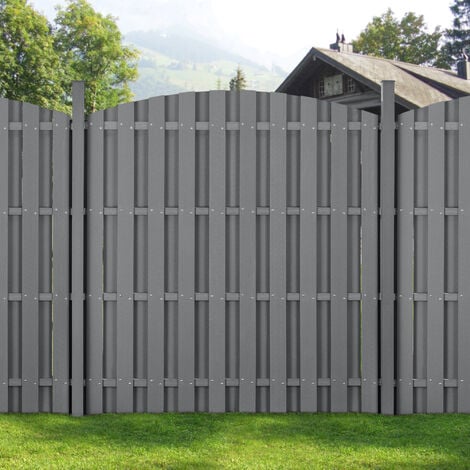 WPC Gartenzaun mit Rundbogen (165-185)x562 cm Grau [neu.holz]