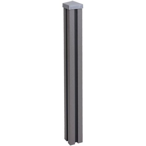 WPC-Pfosten Savoie-WPC-Zaun, Pfeiler Pfahl, Stecksystem 98cm, grau