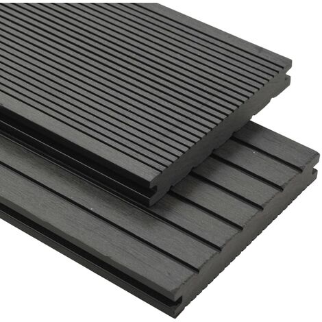 WPC Solid Decking Boards with Accessories 30 m² 4 m Grey