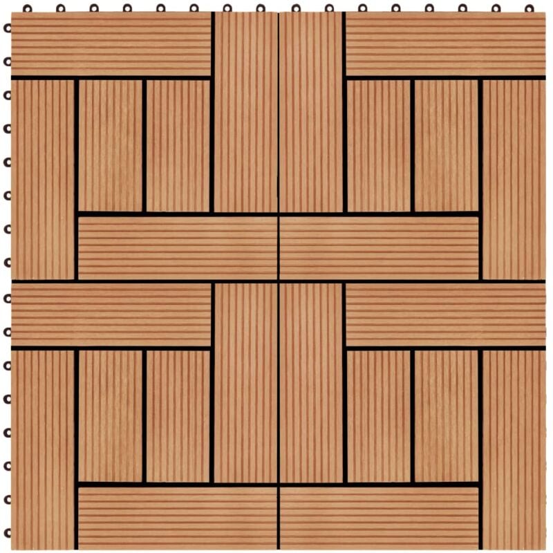 11 pcs Decking Tiles wpc 30x30 cm 1 sqm Teak Colour Vidaxl